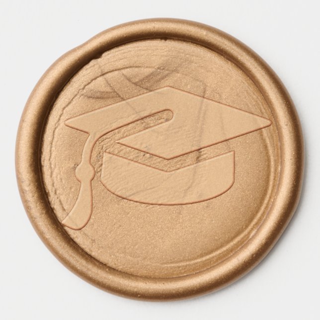 Gold Graduation Cap Wax Seal Sticker (Front)
