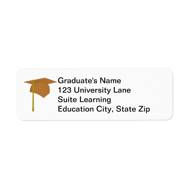 Gold Graduation Cap, Yellow Tassel Address Labels (Front)
