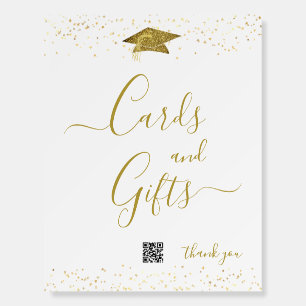 Gold Graduation Cards and Gifts QR Sign