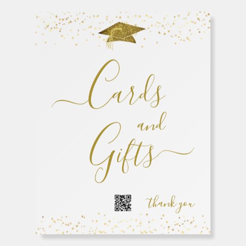 Gold Graduation Cards and Gifts QR Sign