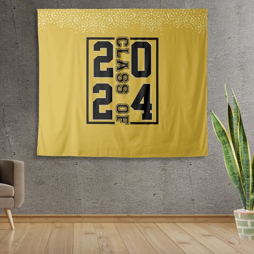 Gold Graduation Class of Sporty Typography Tapestry