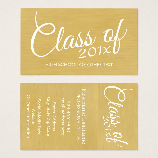 Gold Graduation Class Of With Custom Year School Business Card