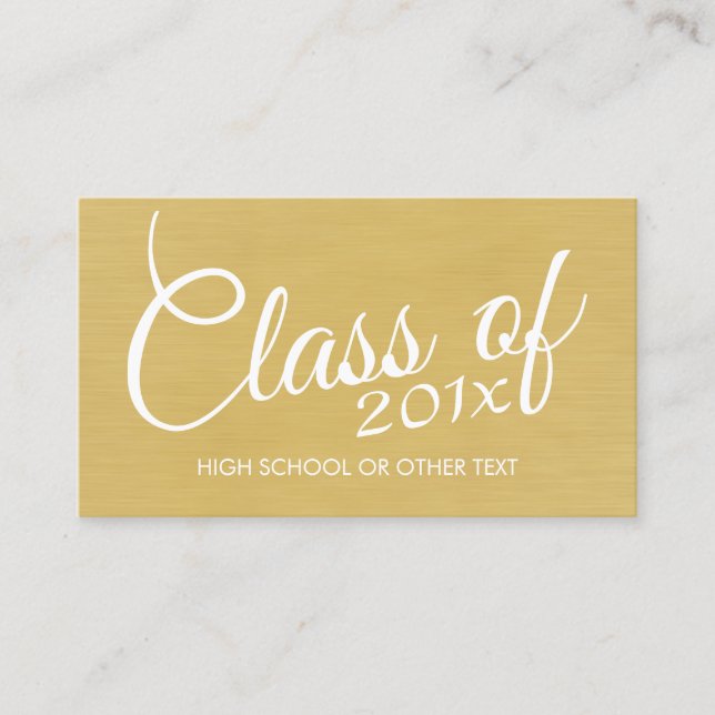 Gold Graduation Class of with Custom Year School Calling Card (Front)