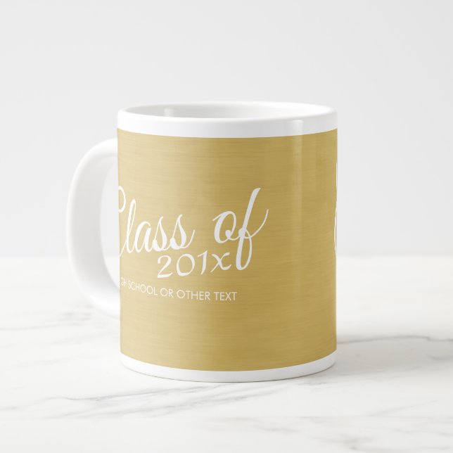 Gold Graduation Class of with Custom Year School Large Coffee Mug (Front Left)