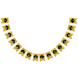 Gold Graduation Congrats Bunting Flags