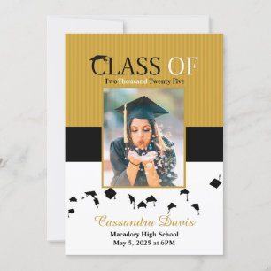 Gold Graduation Invitation with Photo