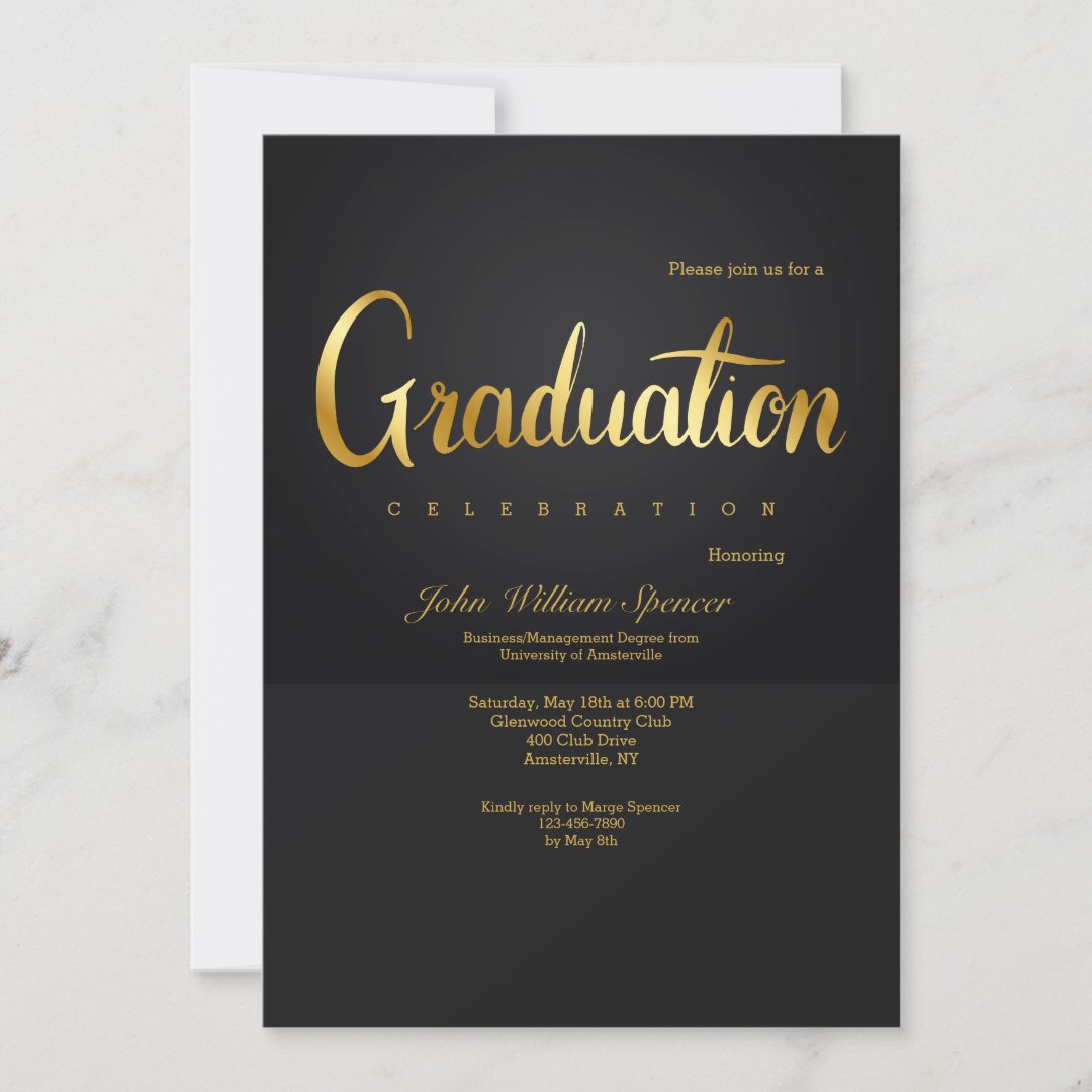 Gold Graduation Lettering Invitation | Zazzle