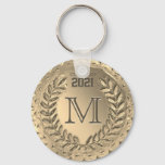 Gold Graduation Monogram Keychain at Zazzle