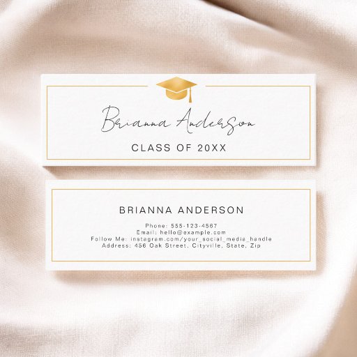 Customizable Gold Graduation Name Card Elegant Insert Card