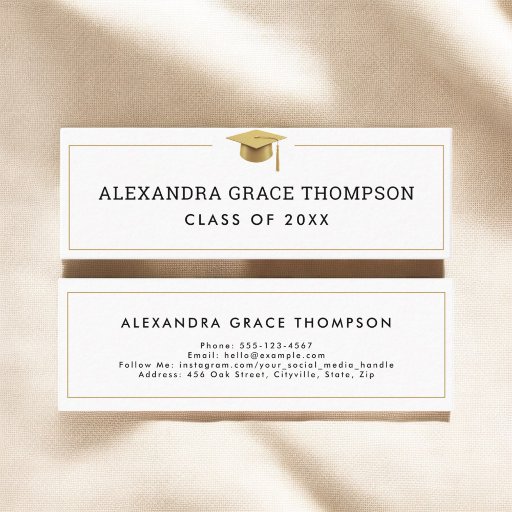 Customizable Gold Graduation Name Card Elegant Insert Card