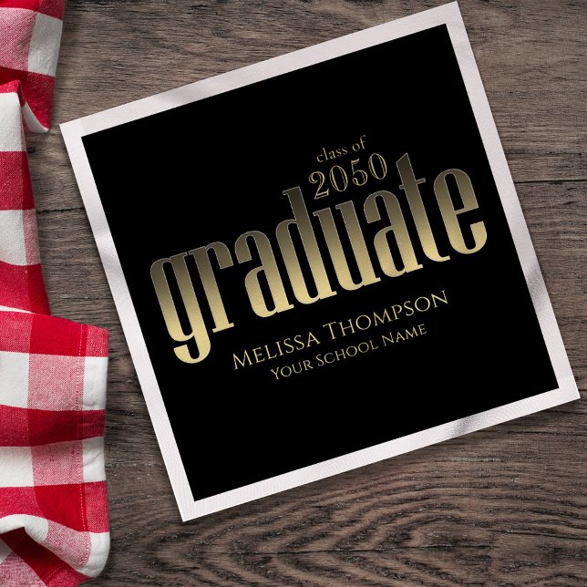 Gold Graduation Party Custom Cocktail Napkins (Gold Graduation Cocktail napkin)