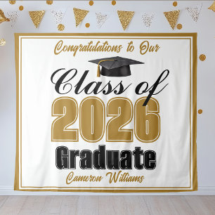 Gold Graduation Party Custom Graduate Photo Booth Tapestry