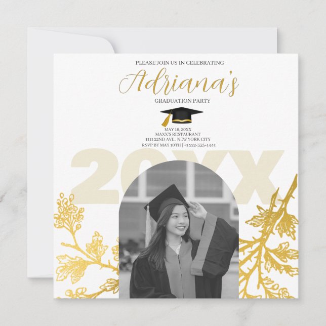 Gold Graduation Party Save the date (Front)