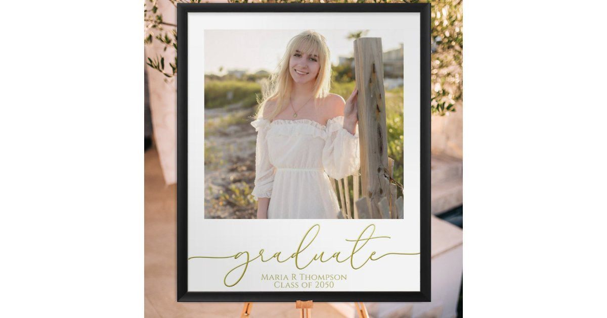 Gold Graduation Personalized Photo Sign | Zazzle