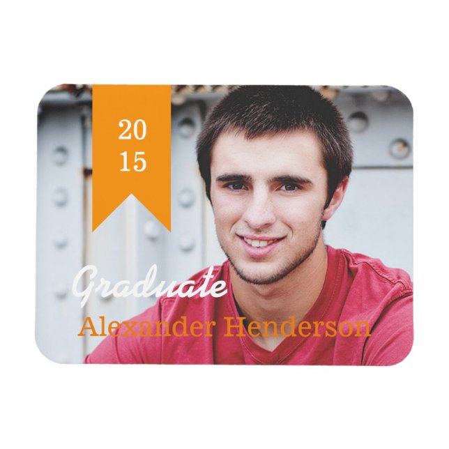 Gold Graduation Photo Announcement Magnet (Horizontal)