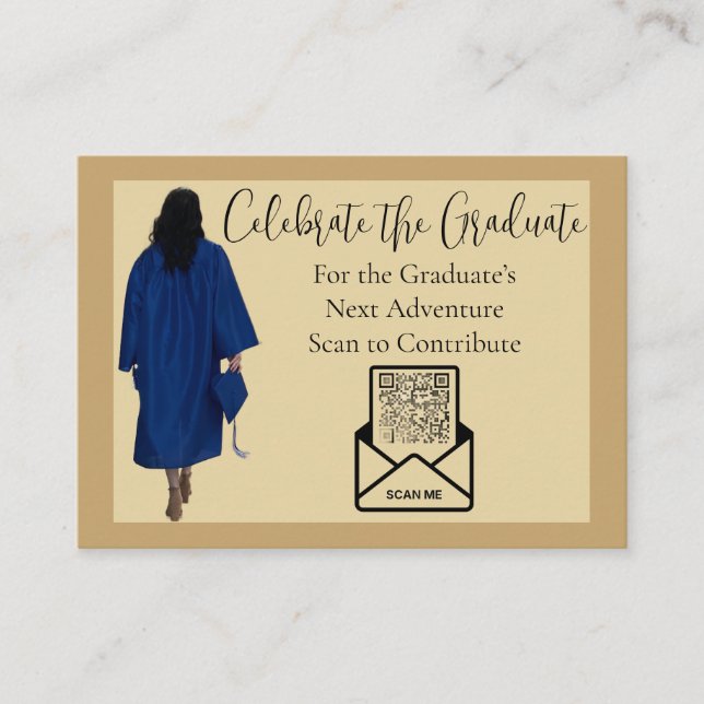 Gold Graduation QR Code Insert Card | Fund Grad (Front)