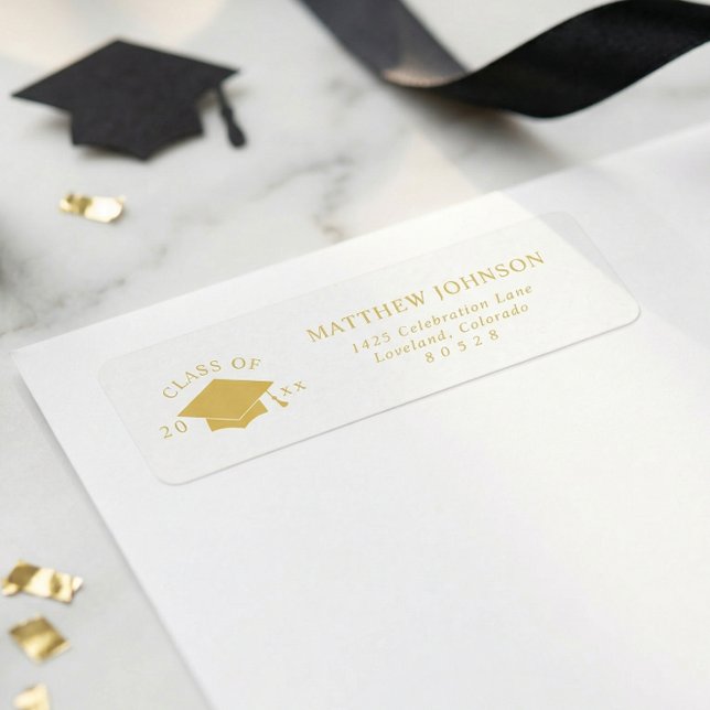 Gold Graduation Return Address Label (Creator Uploaded)