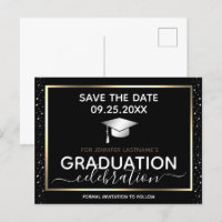 Gold Graduation Save the Date Invitation Postcard