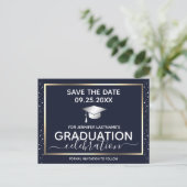 Gold Graduation Save the Date Invitation Postcard (Standing Front)