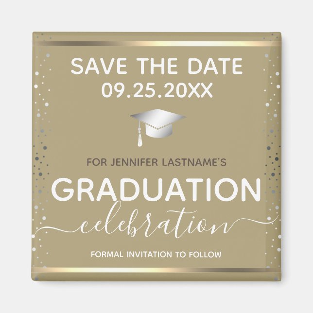Gold Graduation Save the Date  Magnet (Front)