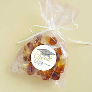 Gold Graduation Script Custom Favor Classic Round Sticker