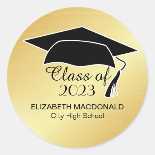 Gold Graduation Sticker Black Mortar Board 2020
