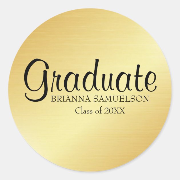 Gold Graduation Sticker With Black Text