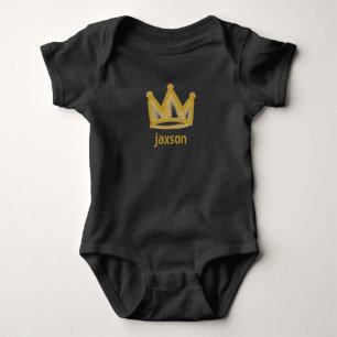 Gold graffiti crown with name baby bodysuit