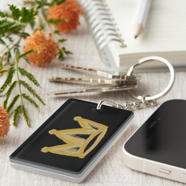 Gold graffiti crown with name  keychain (Front Right)