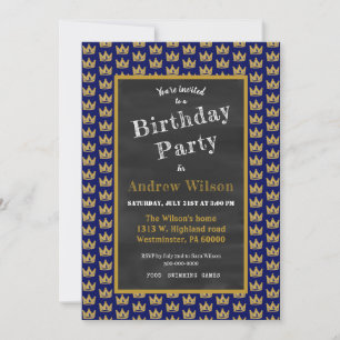 Gold graffiti crowns invitation