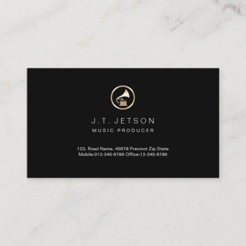 Gold Gramophone Icon Music Producer Business Card