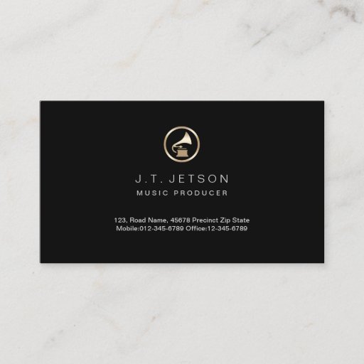 Customizable Gold Gramophone Icon Music Producer Business Card