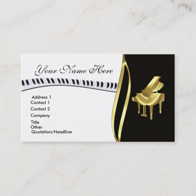 Gold Grand Piano Business Card (Front)