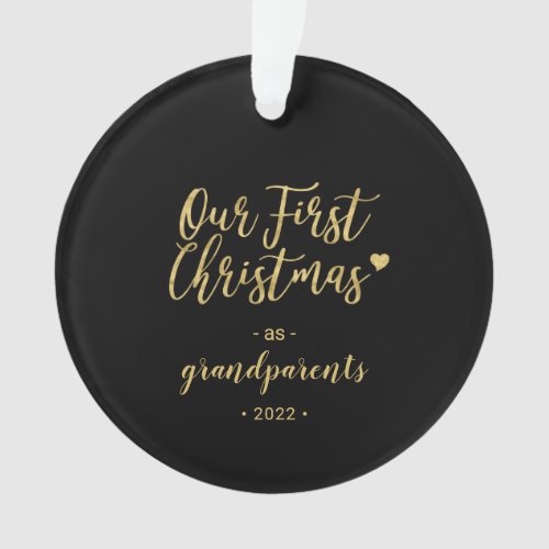 Gold Grandparents First Christmas Photo Ceramic Or Ornament