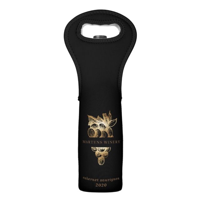 Gold Grapes Winery Wine Business Wine Bag (Front)