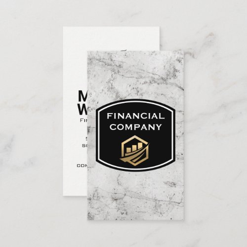 Gold Graph Bull Bear Logo  Marble Business Card