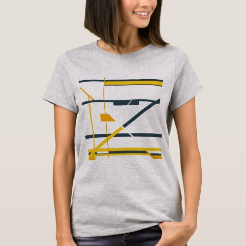 Gold Gray and Orange Geometric Abstract Design T_Shirt