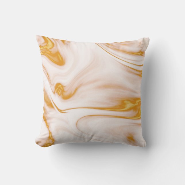 Gold Gray And White Marble Throw Pillow (Front)