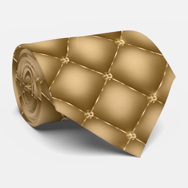 Gold Gray Background and Pearls   Neck Tie (Rolled)