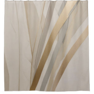 Gold Gray Beige Abstract Stripe Shower Curtain