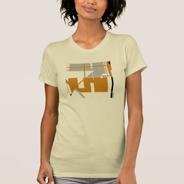Gold Gray Black MCM-inspired Geometric Abstract T-Shirt (Front)