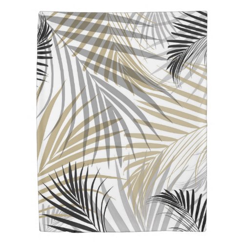 Gold Gray Black Palm Leaves Dream _ Cali Summer Vi Duvet Cover