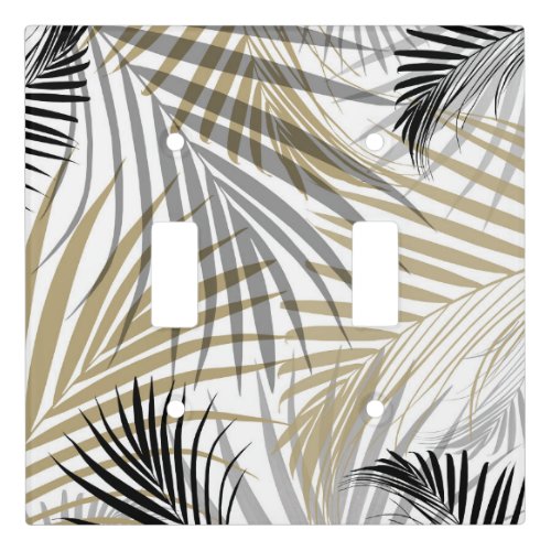 Gold Gray Black Palm Leaves Dream _ Cali Summer Vi Light Switch Cover