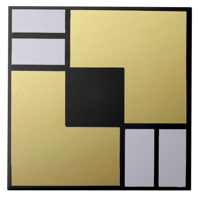 Gold, Gray & Black Style Art Deco Ceramic Tile (Front)