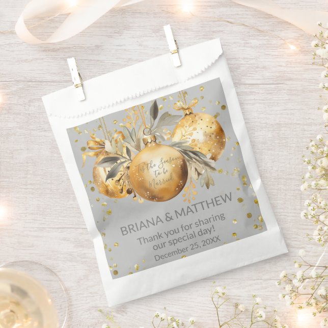 Gold Gray Christmas Wedding Favor Bag (Clipped)