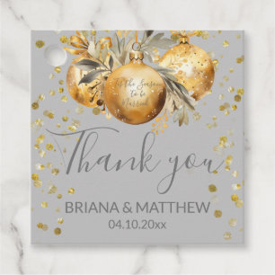 Gold Gray Christmas Wedding Favor Tags