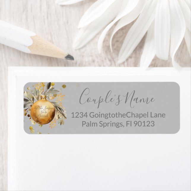 Gold Gray Christmas Wedding Label (Insitu)