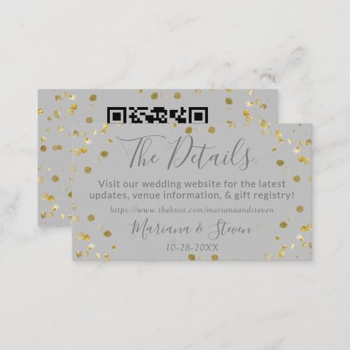 Gold Gray Christmas Wedding Website Enclosure Card