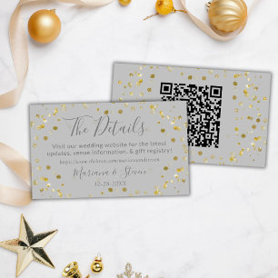 Gold Gray Christmas Wedding Website Enclosure Card