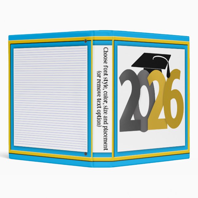 Gold Gray Class of 2026 Graduation 3 Ring Binder (Background)
